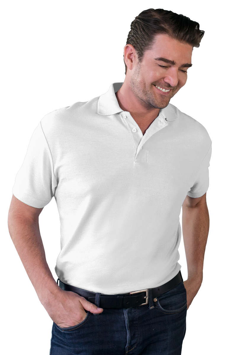 MENS VALUE SOFT TOUCH PIQUE POLO  -  WHITE 2 EXTRA LARGE SOLID