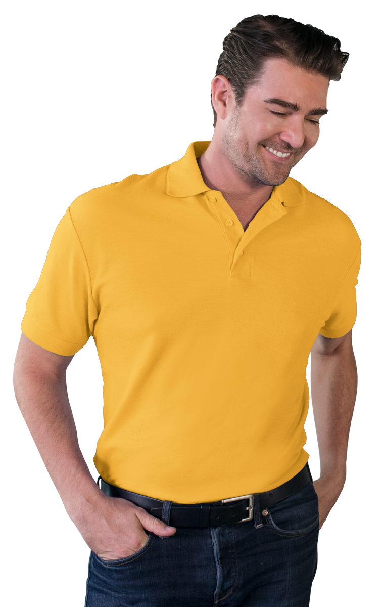 MENS VALUE SOFT TOUCH PIQUE POLO  -  YELLOW 2 EXTRA LARGE SOLID