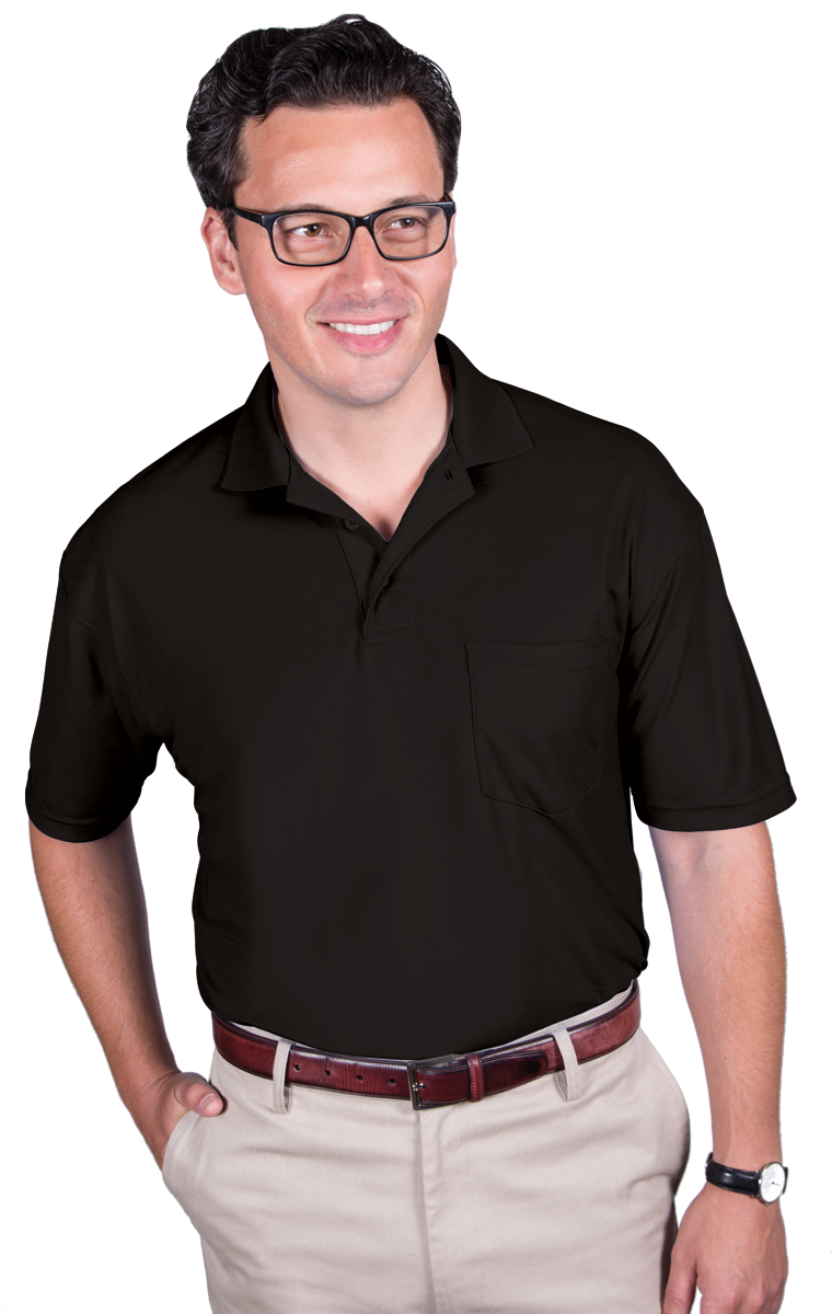 ADULT SOFT TOUCH POCKETED POLO  -  BLACK 2 EXTRA LARGE SOLID