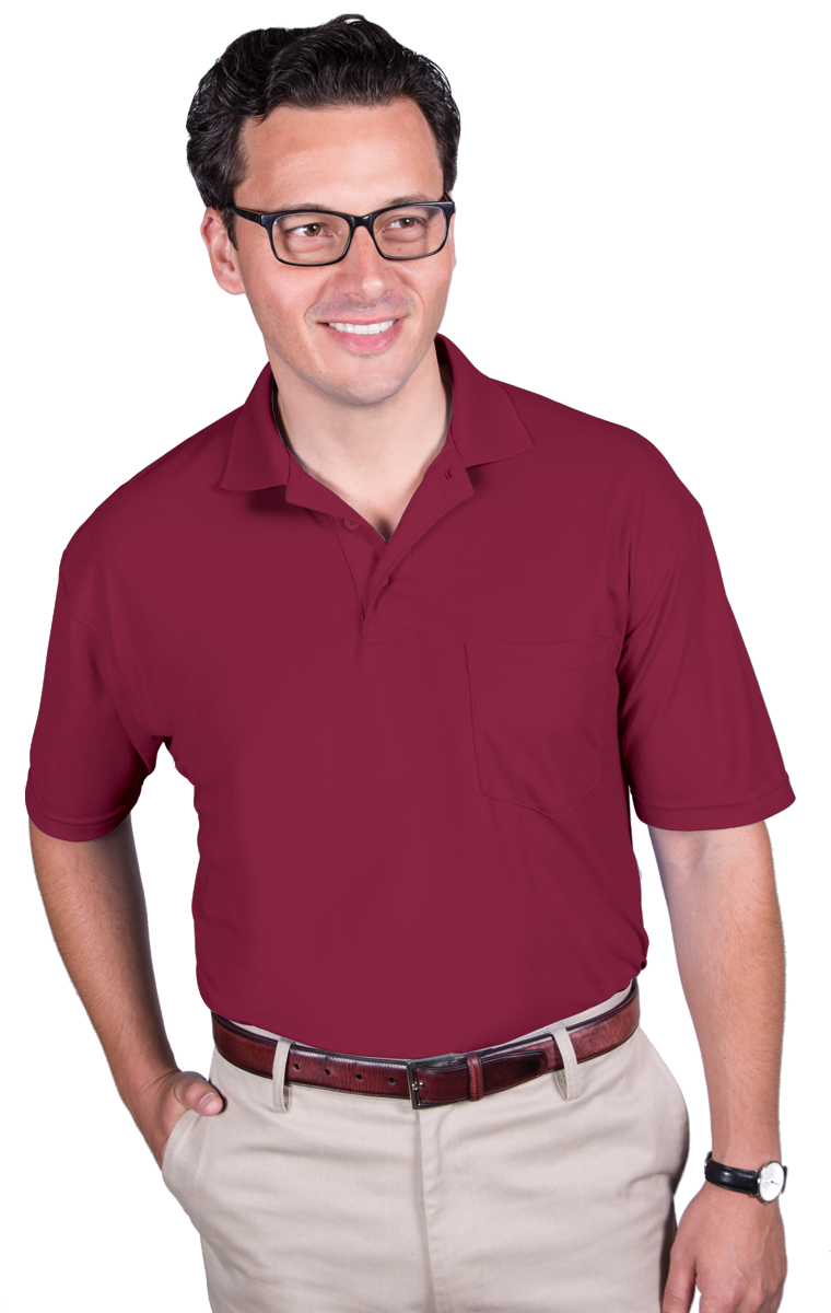 ADULT SOFT TOUCH POCKETED POLO  -  BURGUNDY 5 EXTRA LARGE SOLID