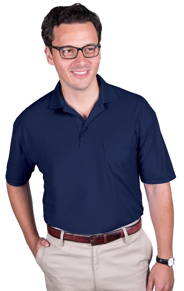 ADULT SOFT TOUCH POCKETED POLO  -  NAVY 2 EXTRA LARGE SOLID