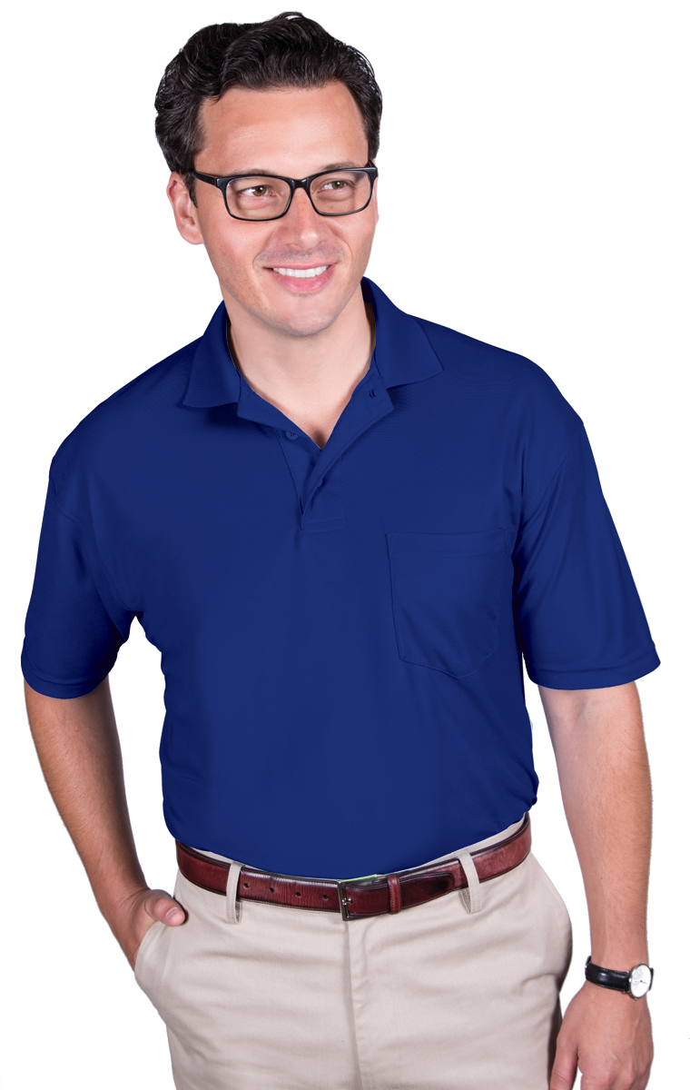 ADULT SOFT TOUCH POCKETED POLO  -  ROYAL 2 EXTRA LARGE SOLID