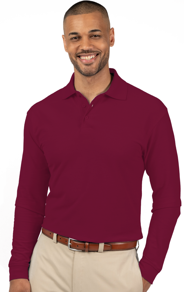 ADULT SOFT TOUCH LONG SLEEVE POLO  -  BURGUNDY 2 EXTRA LARGE SOLID