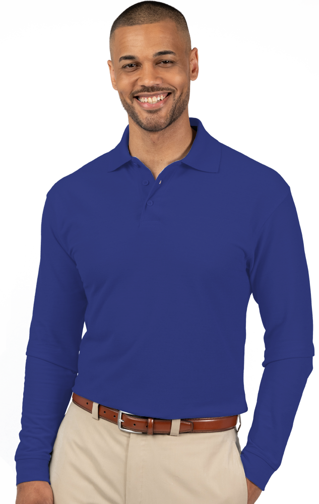 ADULT SOFT TOUCH LONG SLEEVE POLO  -  ROYAL 2 EXTRA LARGE SOLID