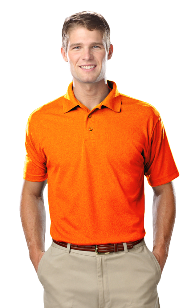 MEN'S HIGH VISIBILITY PIQUE POLO SOLID  -  ORANGE SMALL SOLID