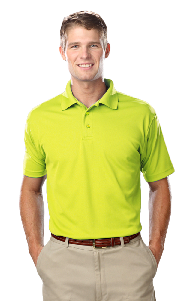 MEN'S HIGH VISIBILITY PIQUE POLO  -  YELLOW SMALL SOLID