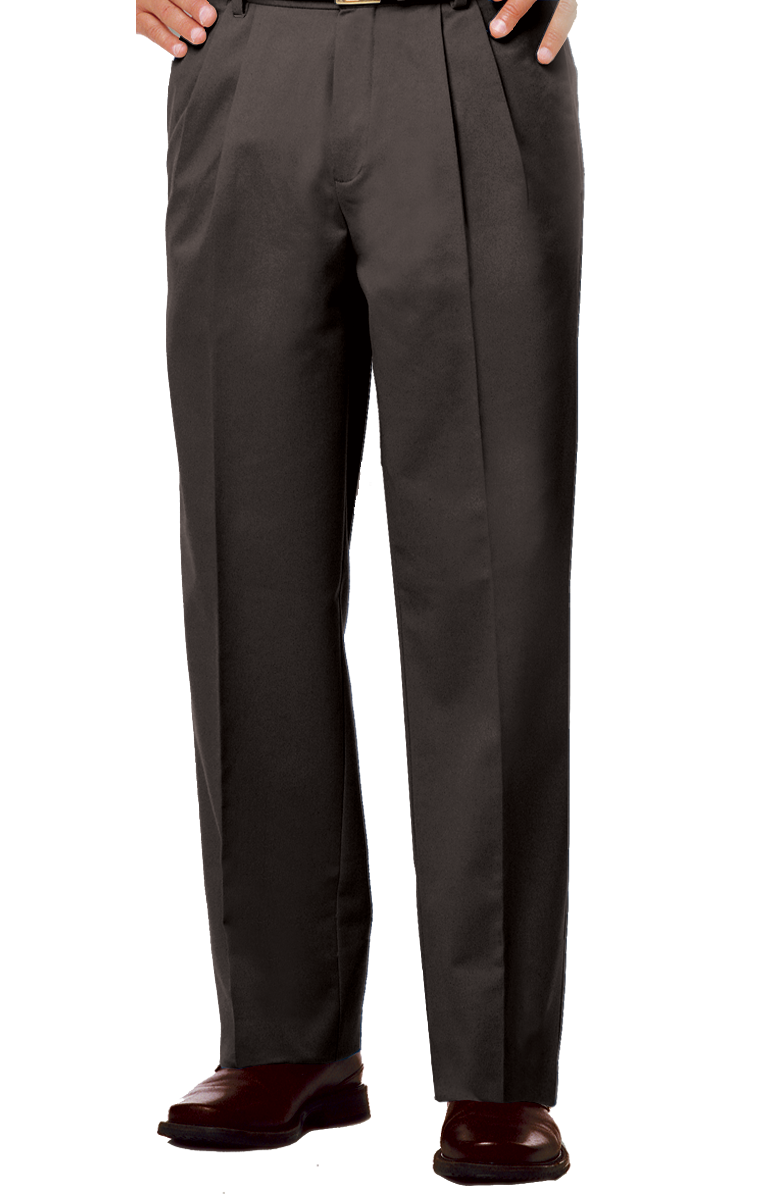 MENS PLEATED FRONT TEFLON TREATED TWILL PANTS  -  BLACK LENGTH 30 WAIST 28