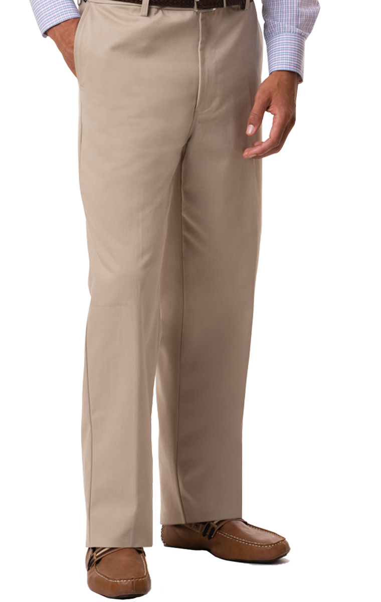 MENS FLAT FRONT TEFLON TREATED TWILL PANTS  -  KHAKI LENGTH 30 WAIST 28