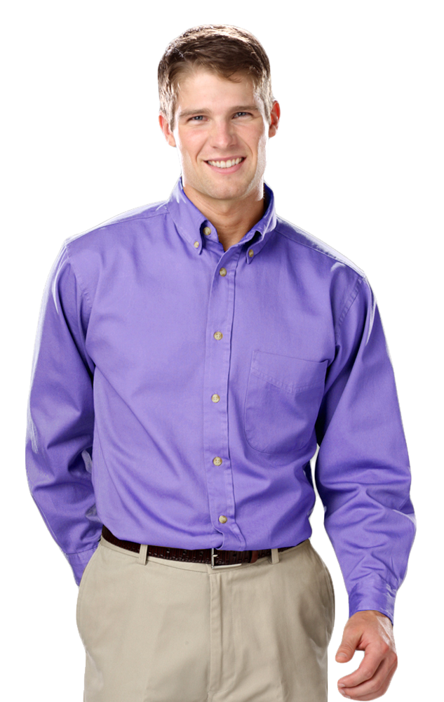 MENS LONG SLEEVE 100% COTTON TWILL  -  VIOLET 2 EXTRA LARGE  SOLID