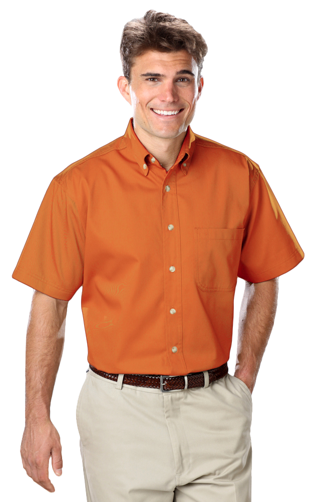 MENS SHORT SLEEVE 100% COTTON TWIL  -  ORANGE 2 EXTRA LARGE SOLID