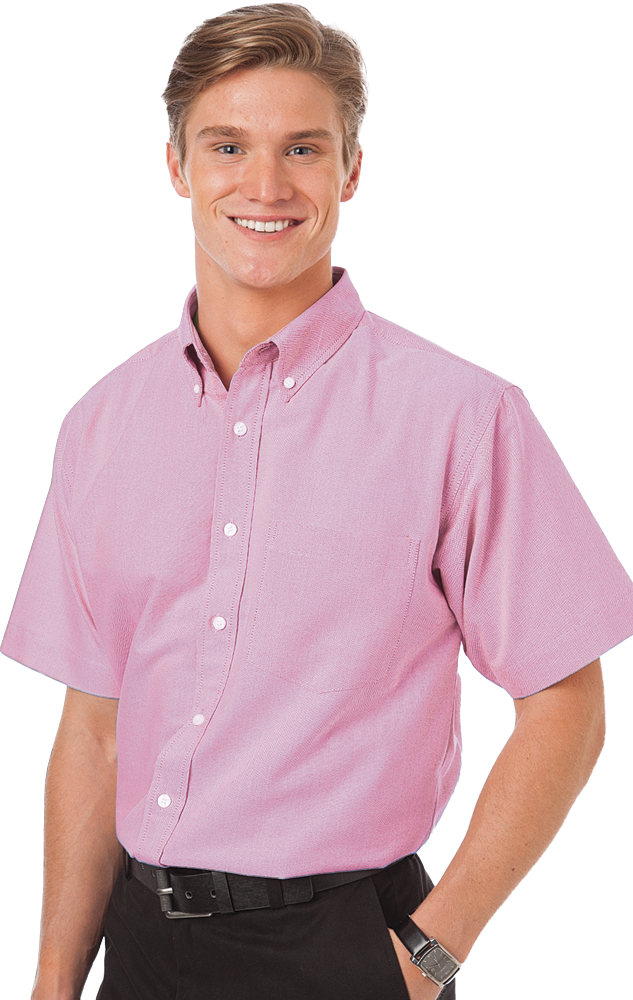 MENS SHORT SLEEVE OXFORD###  -  BURGUNDY 2 EXTRA LARGE SOLID