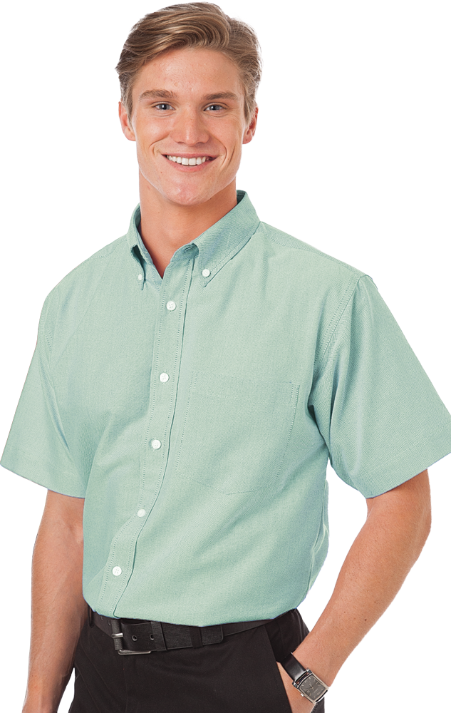 MENS SHORT SLEEVE OXFORD ### -  LIGHT GREEN 2 EXTRA LARGE SOLID