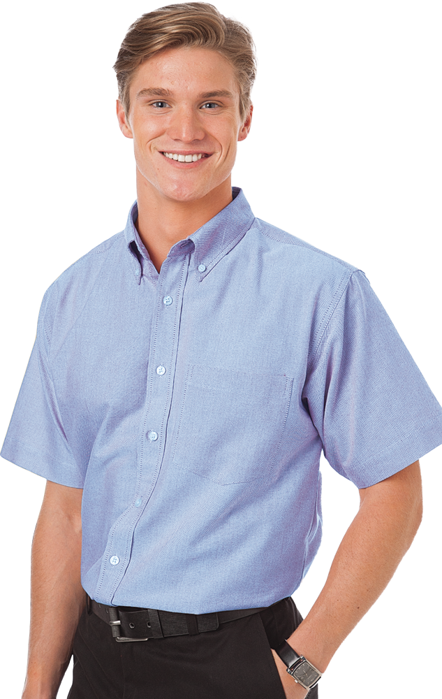 MENS SHORT SLEEVE OXFORD -  OXFORD BLUE 2 EXTRA LARGE SOLID