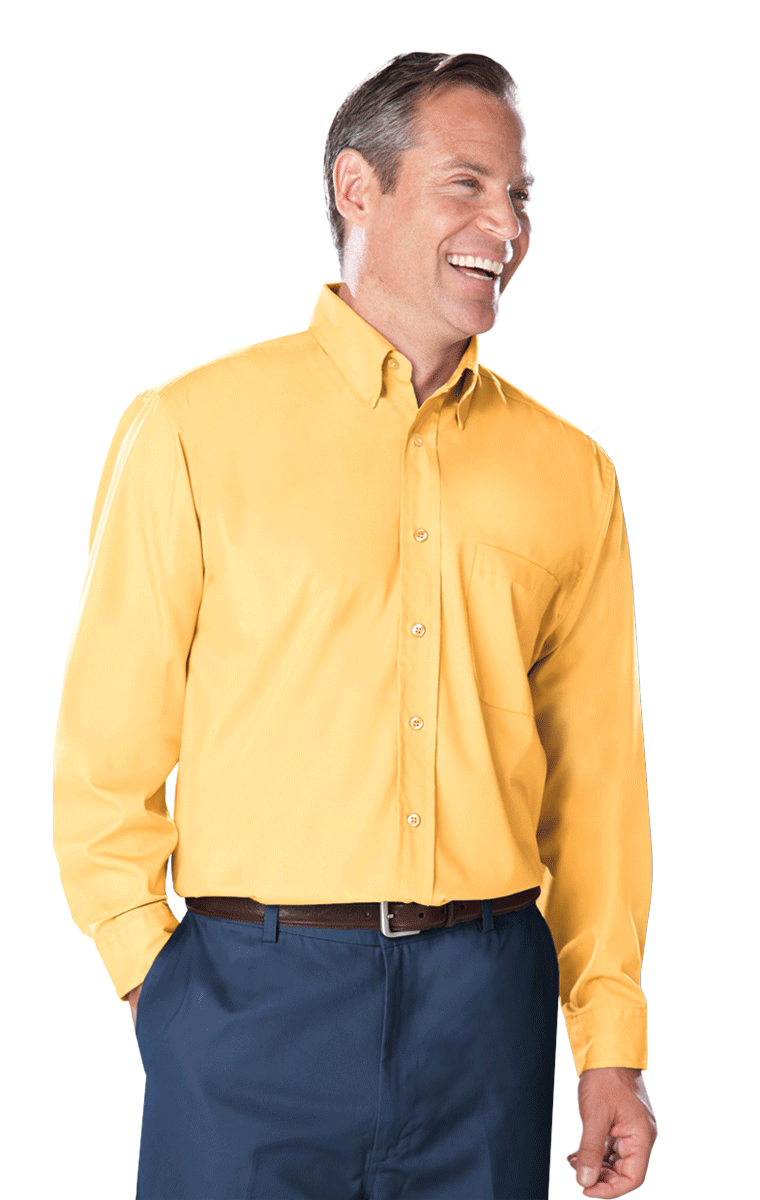 MENS L/S PEACHED FINE LINE TWILL  -  MAIZE 2 EXTRA LARGE SOLID