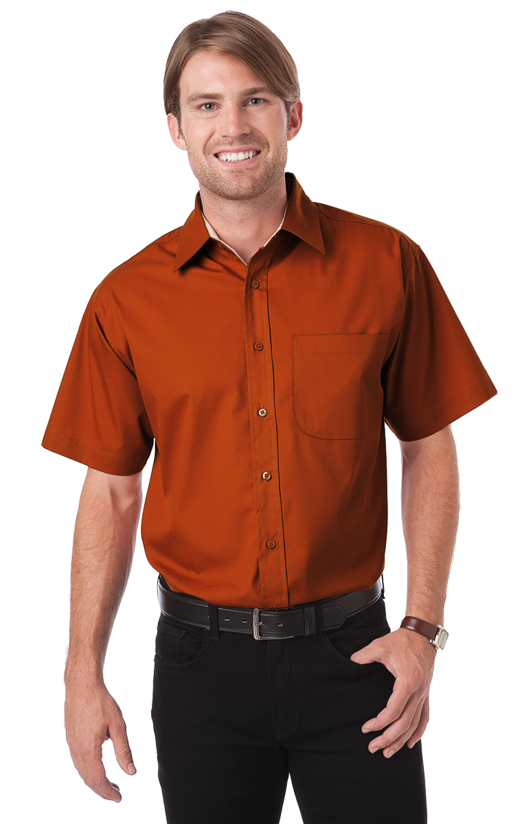 MENS S/S PEACHED FINE LINE TWILL  -  BURNT ORANGE 2 EXTRA LARGE SOLID