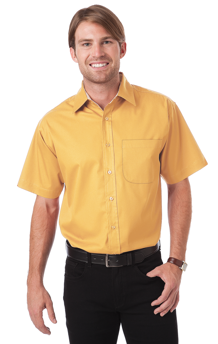 MENS S/S PEACHED FINE LINE TWILL  -  MAIZE 2 EXTRA LARGE SOLID