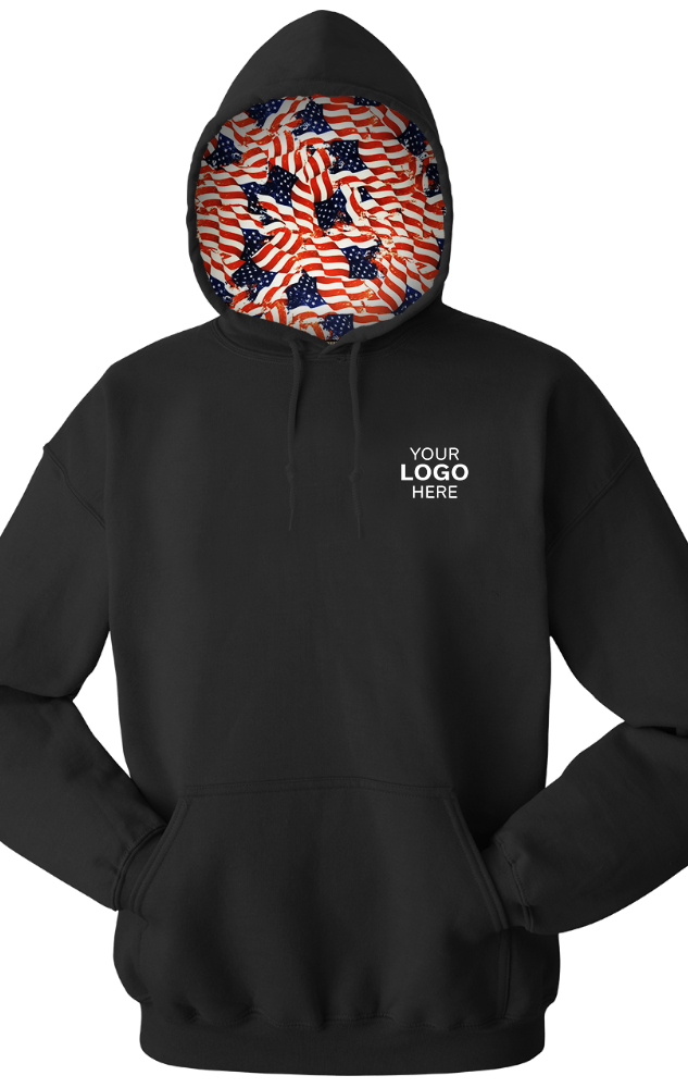 Americana ADULT FLEECE PULLOVER HOODIE BLACK SMALL SOLID