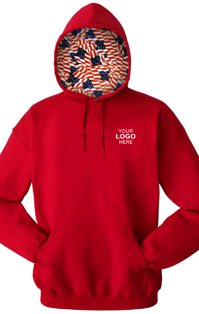 Americana ADULT FLEECE PULLOVER HOODIE RED SMALL SOLID