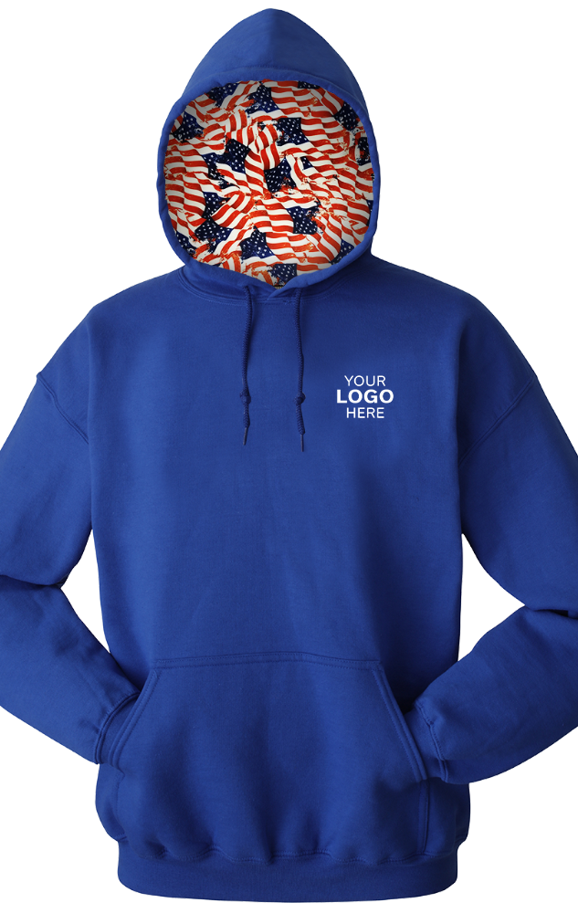 Americana ADULT FLEECE PULLOVER HOODIE ROYAL SMALL SOLID