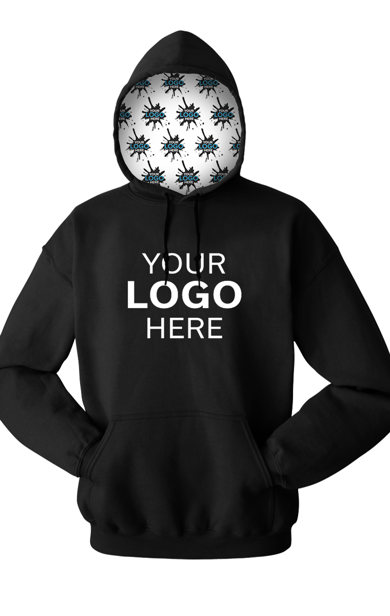 YOUR LOGO HERE FLEECE PULLOVER HOODIE BLACK EXTRA SMALL SOLID