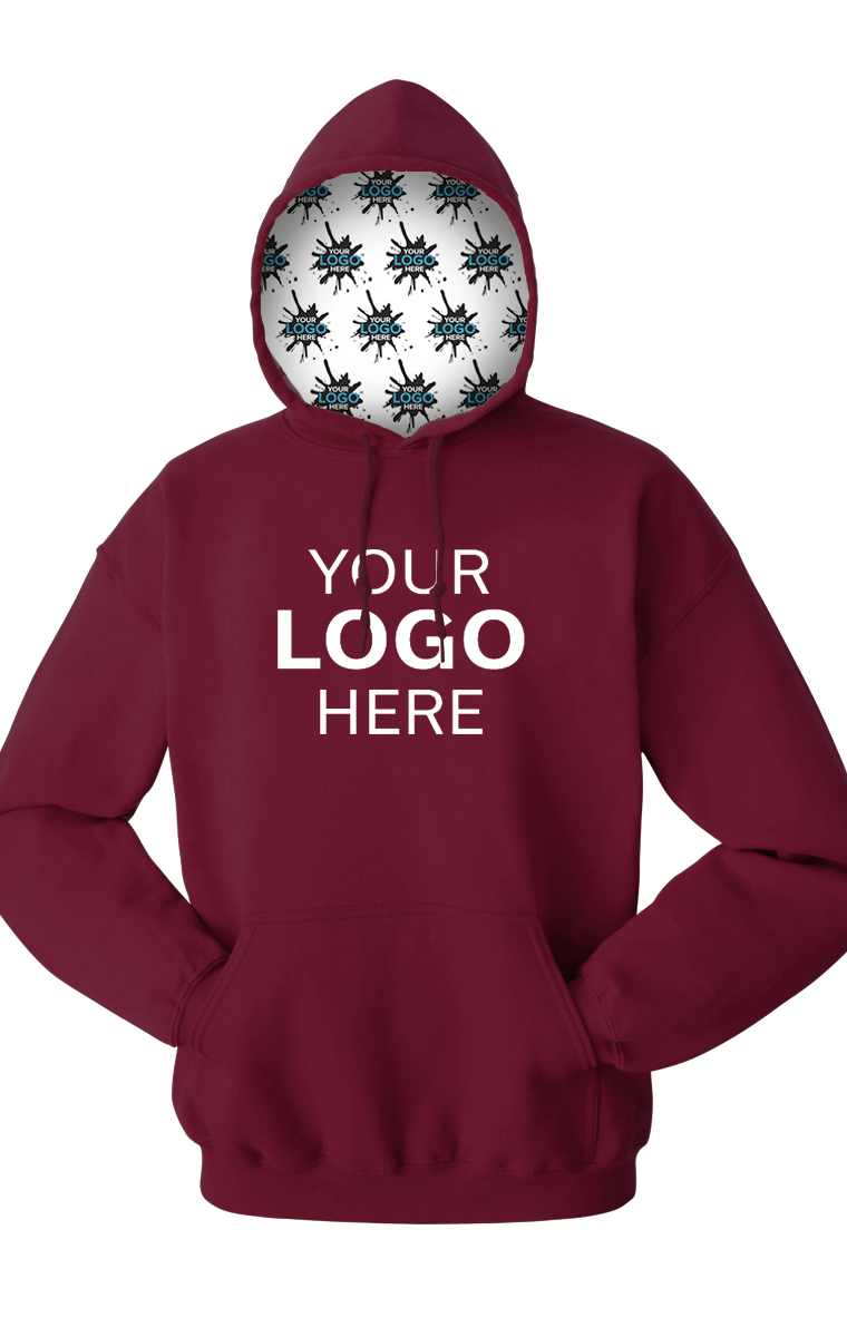 YOUR LOGO HERE FLEECE PULLOVER HOODIE BURGUNDY EXTRA SMALL SOLID