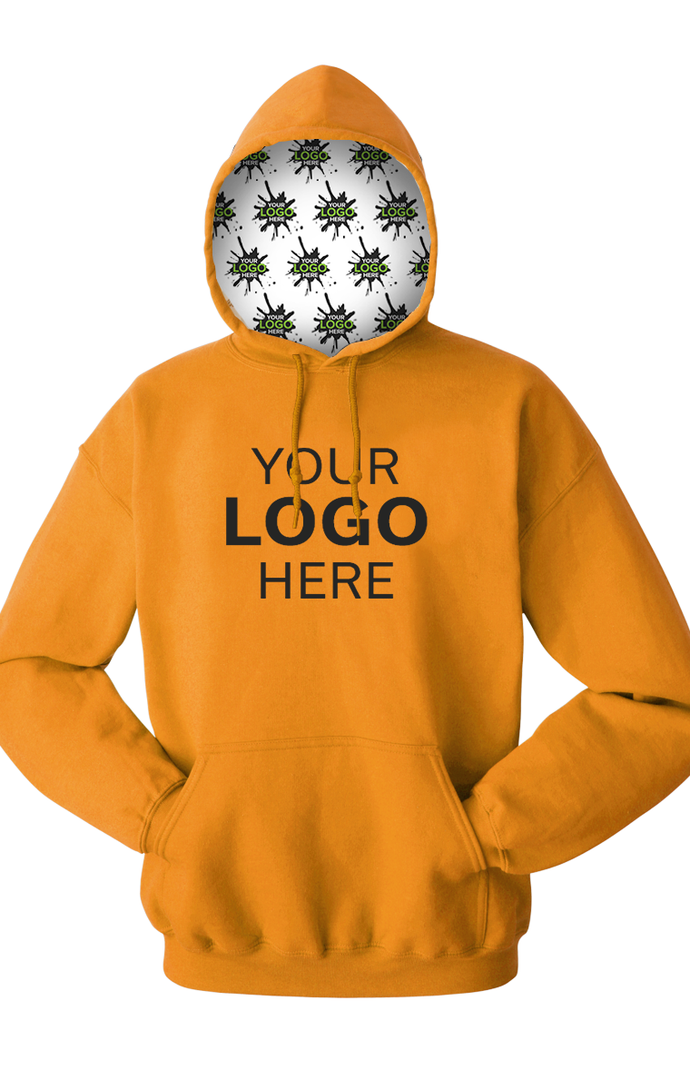 YOUR LOGO HERE FLEECE PULLOVER HOODIE GOLD EXTRA SMALL SOLID