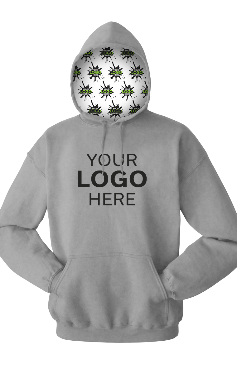 YOUR LOGO HERE FLEECE PULLOVER HOODIE GREY HEATHER EXTRA SMALL SOLID