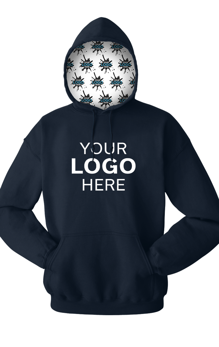 YOUR LOGO HERE FLEECE PULLOVER HOODIE NAVY EXTRA SMALL SOLID