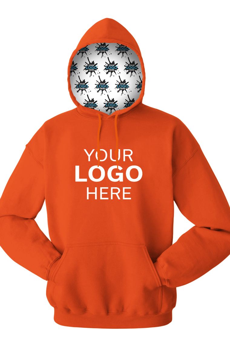 YOUR LOGO HERE FLEECE PULLOVER HOODIE ORANGE EXTRA SMALL SOLID