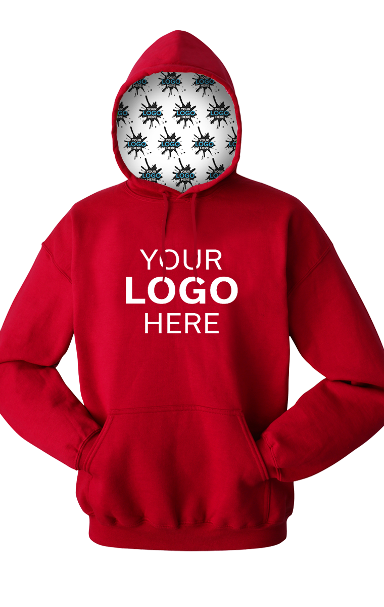 YOUR LOGO HERE FLEECE PULLOVER HOODIE RED EXTRA SMALL SOLID