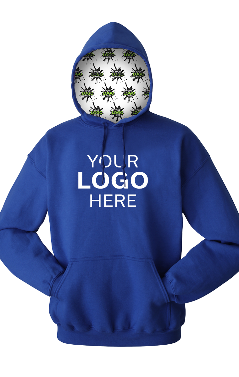 YOUR LOGO HERE FLEECE PULLOVER HOODIE ROYAL EXTRA SMALL SOLID