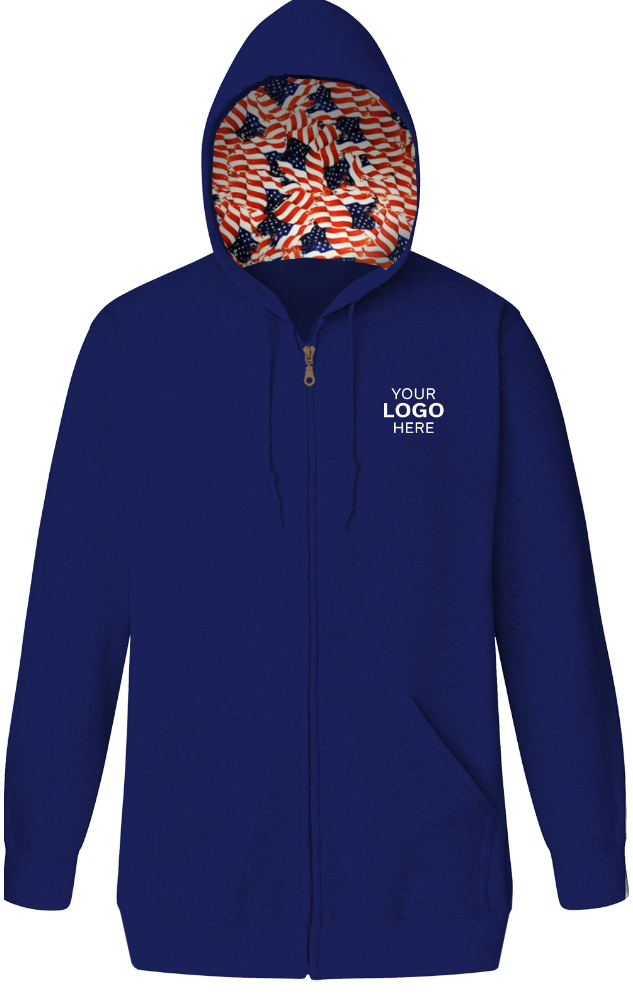 Americana Adult Front ZIp Hoodie ROYAL SMALL SOLID