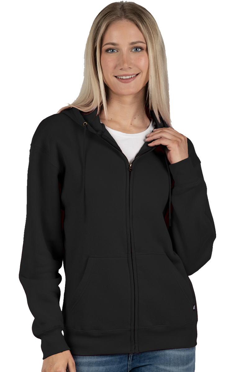 ADULT FLEECE ZIP FRONT HOODIE  -  BLACK EXTRA SMALL SOLID