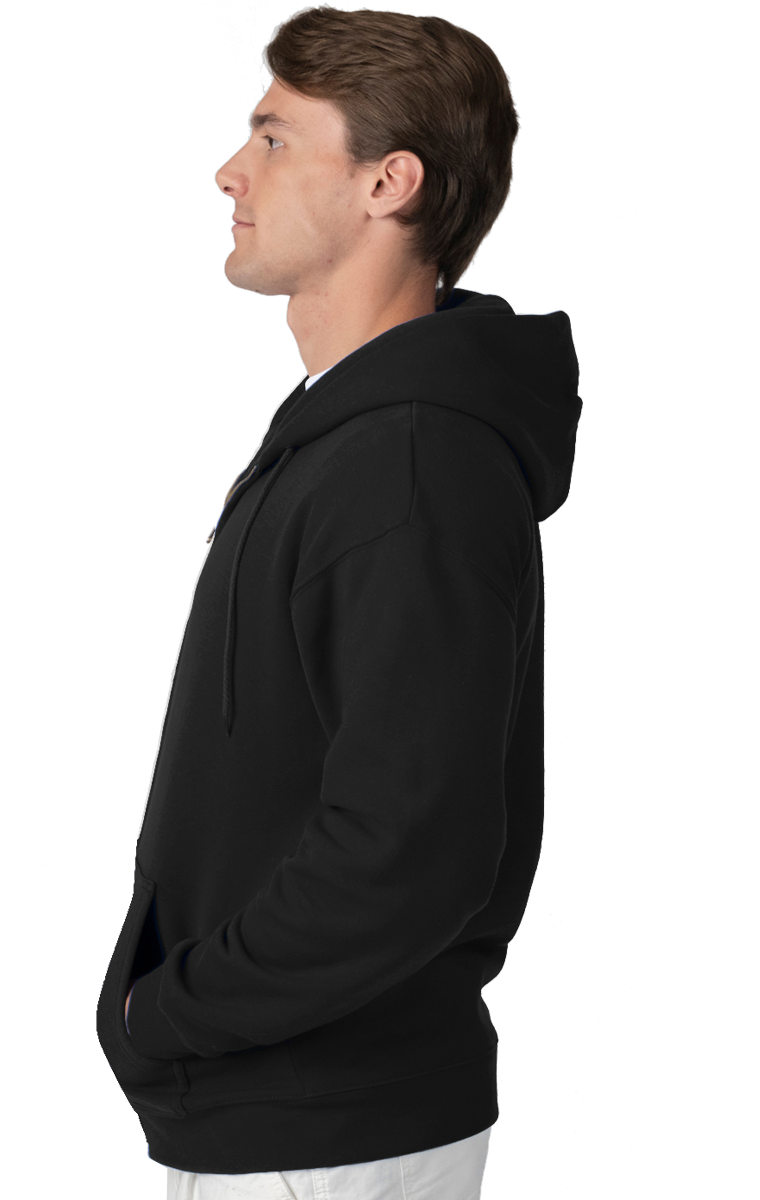 ADULT FLEECE ZIP FRONT HOODIE  -  BLACK EXTRA SMALL SOLID