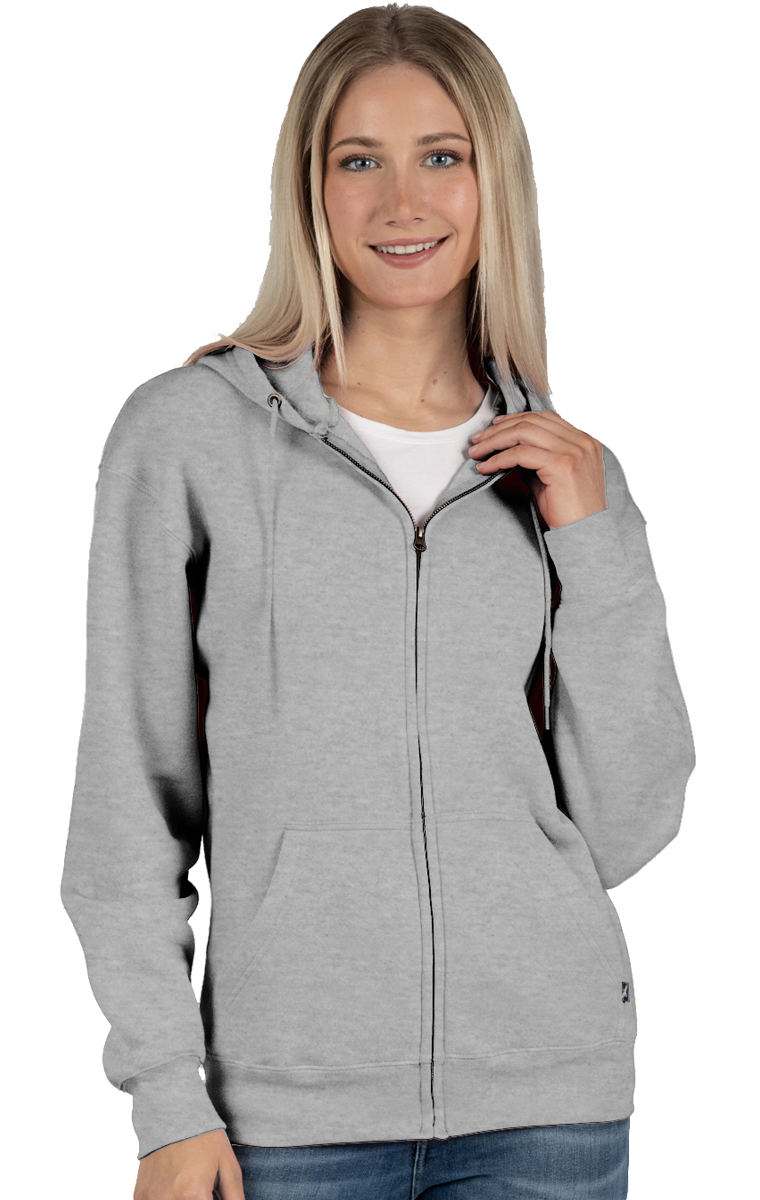 ADULT FLEECE ZIP FRONT HOODIE  -  HEATHER GREY EXTRA SMALL SOLID