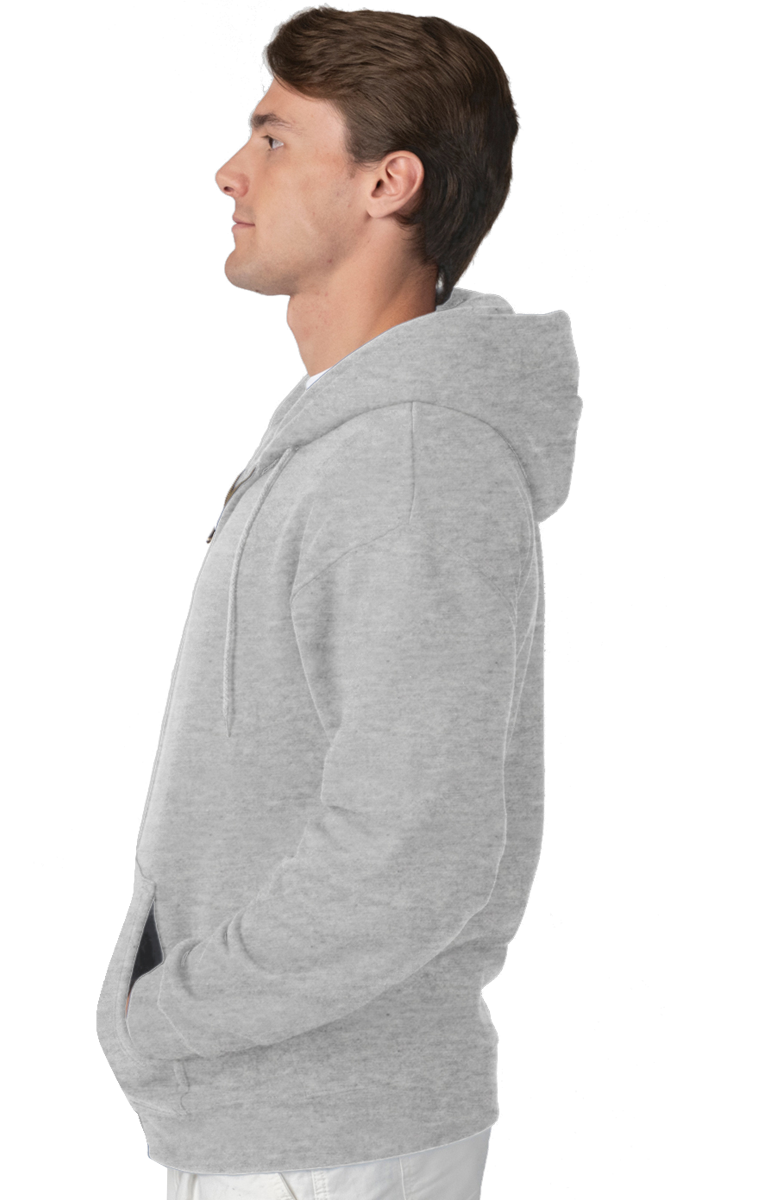 ADULT FLEECE ZIP FRONT HOODIE  -  HEATHER GREY EXTRA SMALL SOLID