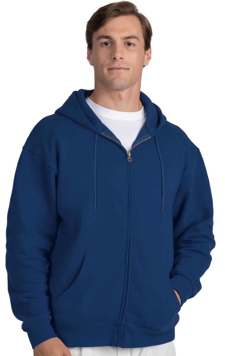 ADULT FLEECE ZIP FRONT HOODIE  -  NAVY EXTRA SMALL SOLID