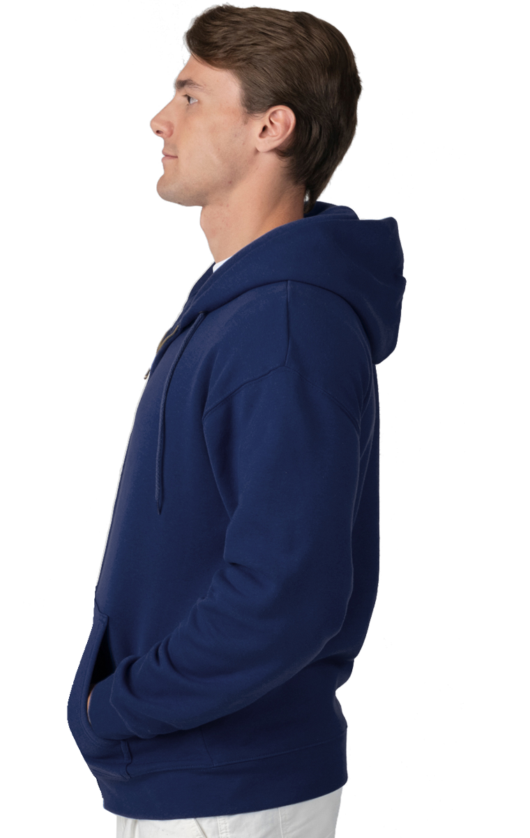 ADULT FLEECE ZIP FRONT HOODIE  -  NAVY EXTRA SMALL SOLID