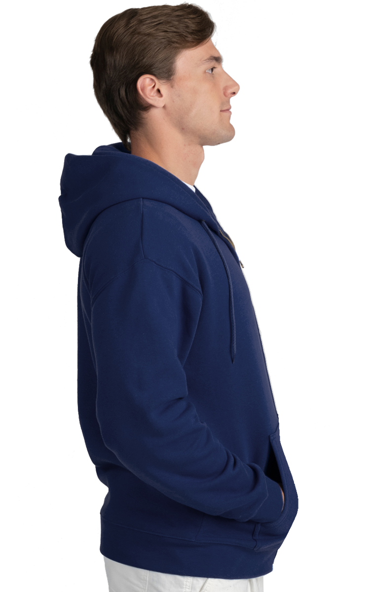 ADULT FLEECE ZIP FRONT HOODIE  -  NAVY EXTRA SMALL SOLID