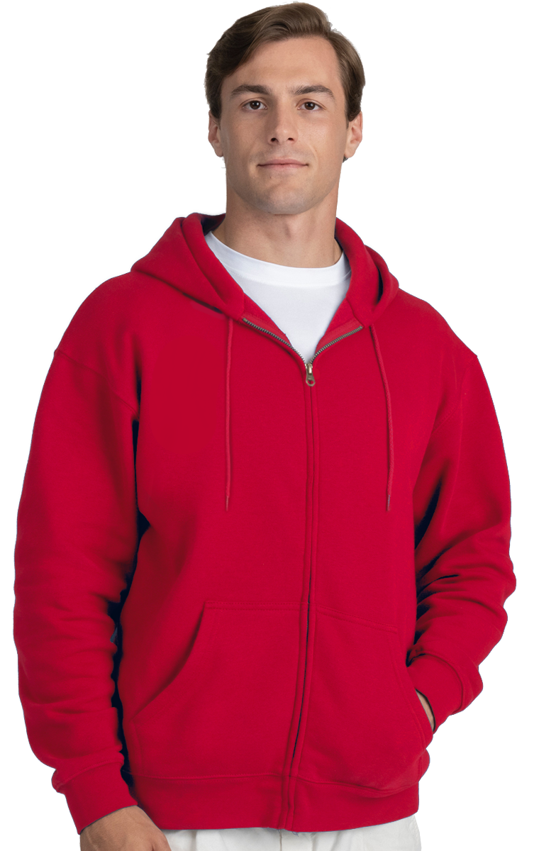 ADULT FLEECE ZIP FRONT HOODIE  -  RED EXTRA SMALL SOLID