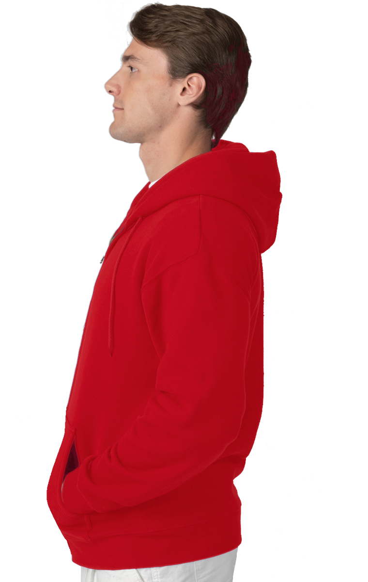 ADULT FLEECE ZIP FRONT HOODIE  -  RED EXTRA SMALL SOLID