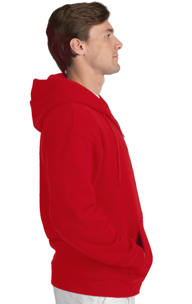 ADULT FLEECE ZIP FRONT HOODIE  -  RED EXTRA SMALL SOLID