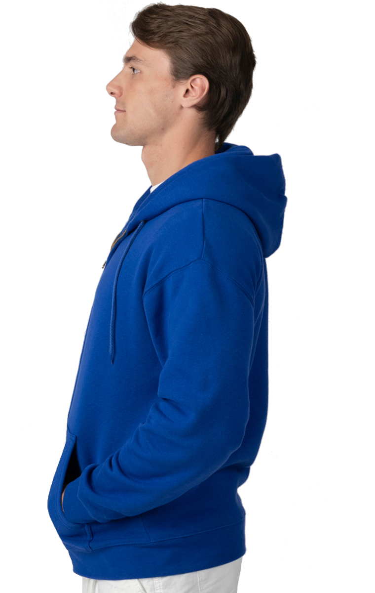 ADULT FLEECE ZIP FRONT HOODIE  -  ROYAL EXTRA SMALL SOLID