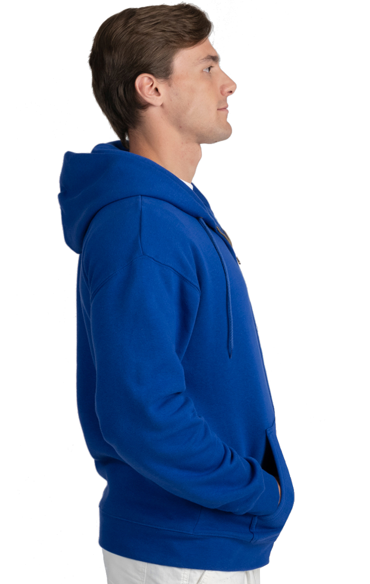 ADULT FLEECE ZIP FRONT HOODIE  -  ROYAL EXTRA SMALL SOLID