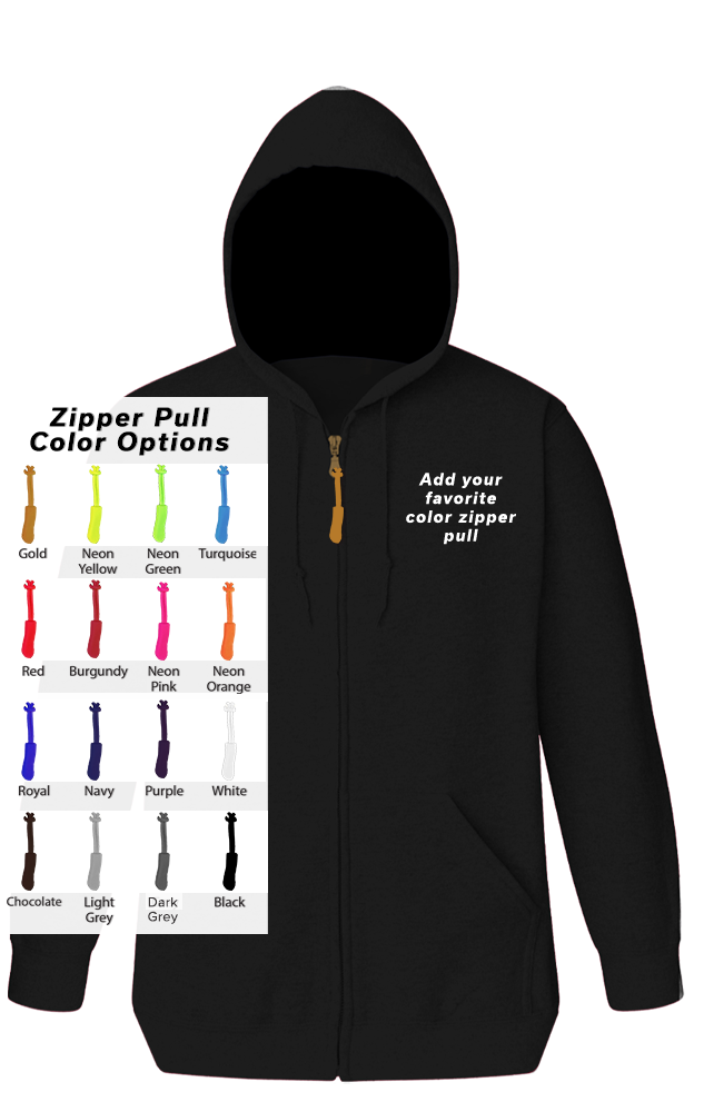 CUSTOM ZIPPER PULL ZIP FRONT HOODIE BLACK 2 EXTRA LARGE TALL SOLID