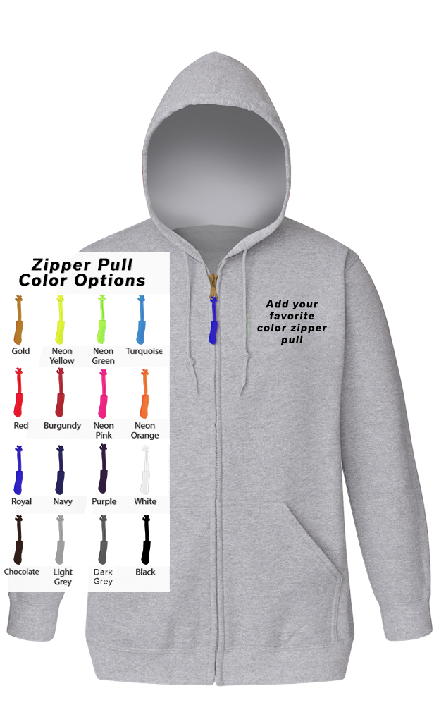 CUSTOM ZIPPER PULL ZIP FRONT HOODIE HEATHER GREY 2 EXTRA LARGE TALL SOLID