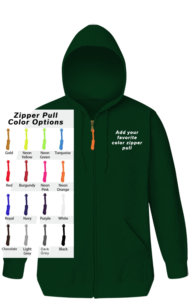 CUSTOM ZIPPER PULL ZIP FRONT HOODIE HUNTER 2 EXTRA LARGE SOLID