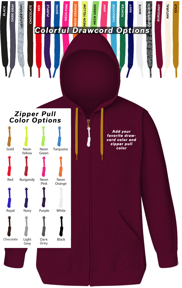 CUSTOM DRAWCORD & ZIPPER PULL HOODIE BURGUNDY SMALL SOLID