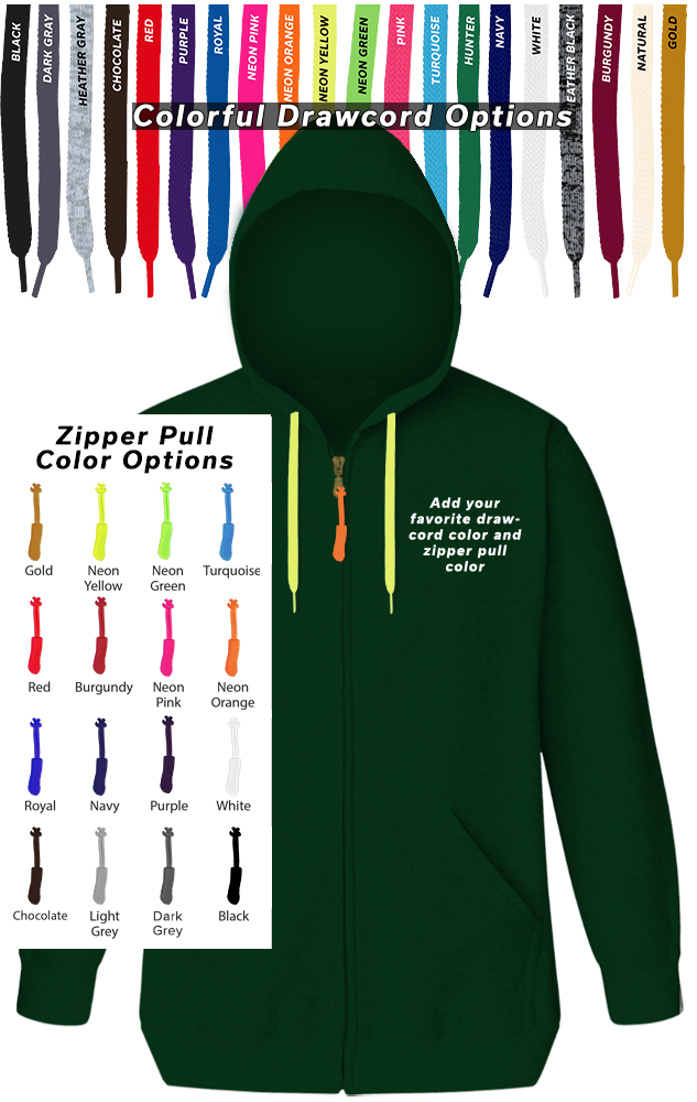 CUSTOM DRAWCORD & ZIPPER PULL HOODIE HUNTER 2 EXTRA LARGE SOLID