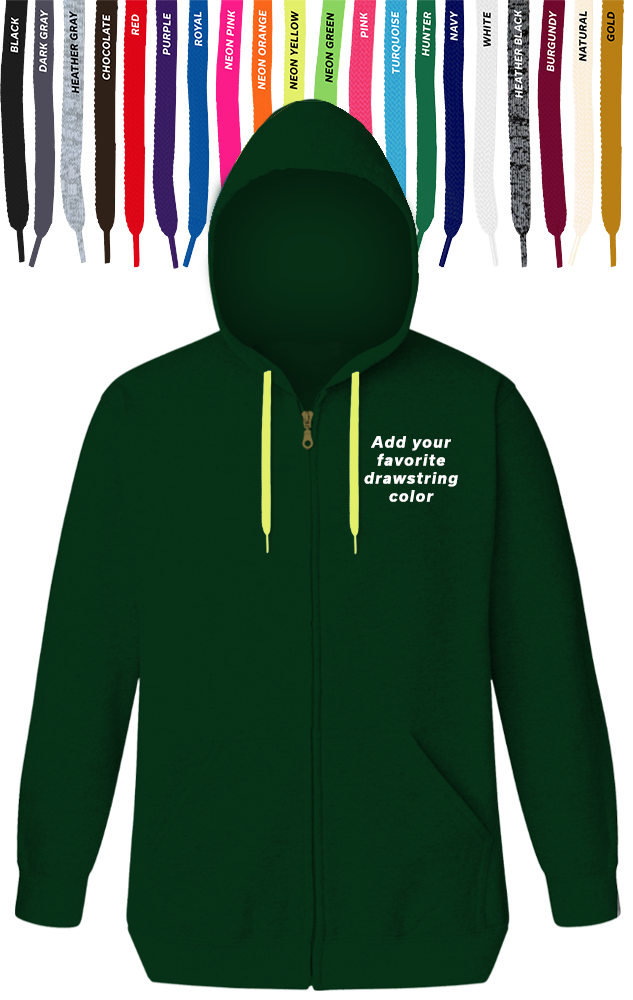 CUSTOM DRAWSTRING ZIP-UP HOODIE HUNTER 2 EXTRA LARGE SOLID